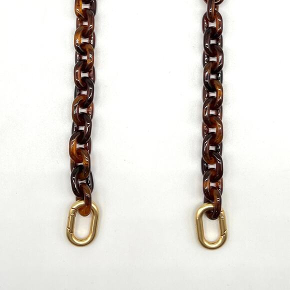 CLARE V Shoulder Chain Strap Mini Round Link Tortoise Gold Handbag Accessory NEW - Picture 7 of 12